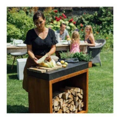 Cuisine Bbq -Cuisine Bbq billot corten 90cm ceramique gris fonce 7112139903077 1
