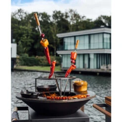 Brasero OFYR Island Noir 100 Tablette Teck + Housse -Cuisine Bbq brasero ofyr island noir 100 100 tablette bois 7436933035056 2