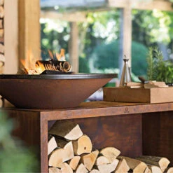 Brasero Plancha OFYR Island 100 En Corten + Plan De Travail Teck -Cuisine Bbq ofyr island 100 brasero plancha 7430440898821 8