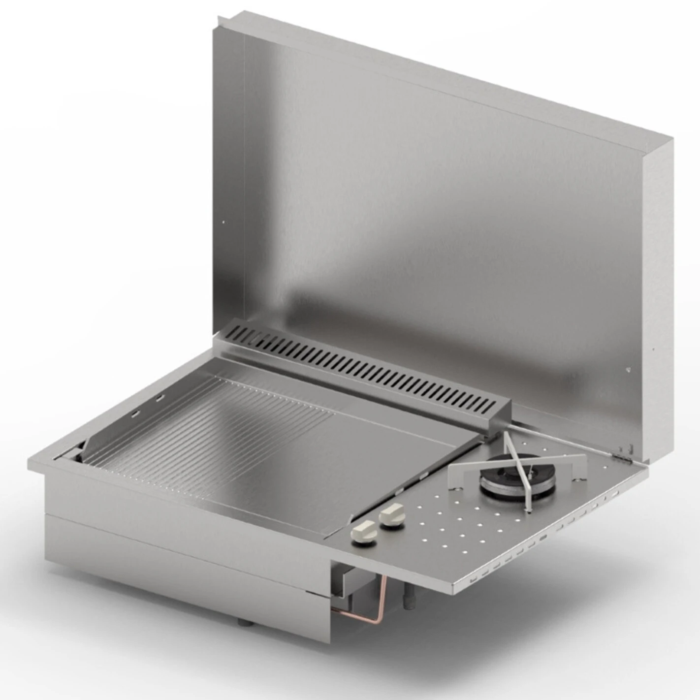 Plancha Gaz Encastrable Oasi 55 Lisse Rainurée Feu Dual - Planet 3 Plancha Gaz Encastrable Oasi 55 Lisse Rainurée Feu Dual - Planet